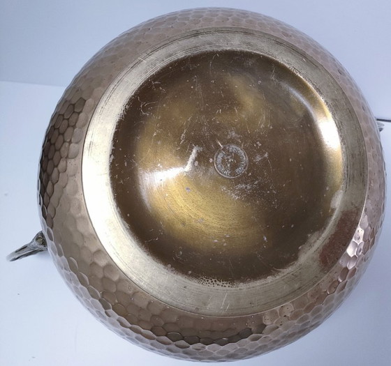 Image 1 of large stamped brass plant pot