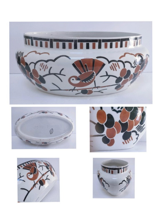 Image 1 of Jardinera Art Déco "Ceylon", loza K&G Lunéville