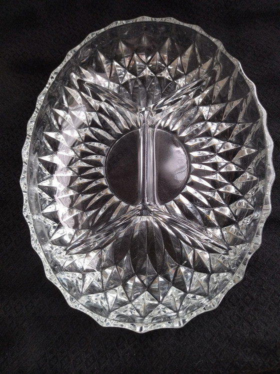 Image 1 of Compartmented crystal serving dish