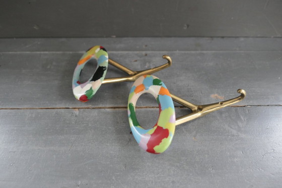 Image 1 of Vintage set Italian Design coat rack hooks copper resin