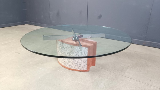 Image 1 of Mesa de centro de hormigón pintado y cristal Giorgio Saporiti de Saporiti Italia