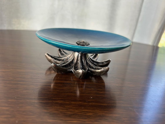 Image 1 of blue ceramic trinket tray