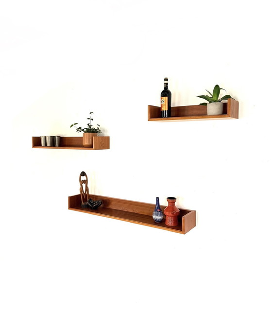 Image 1 of Set di 3 mensole da parete galleggianti vintage anni '60