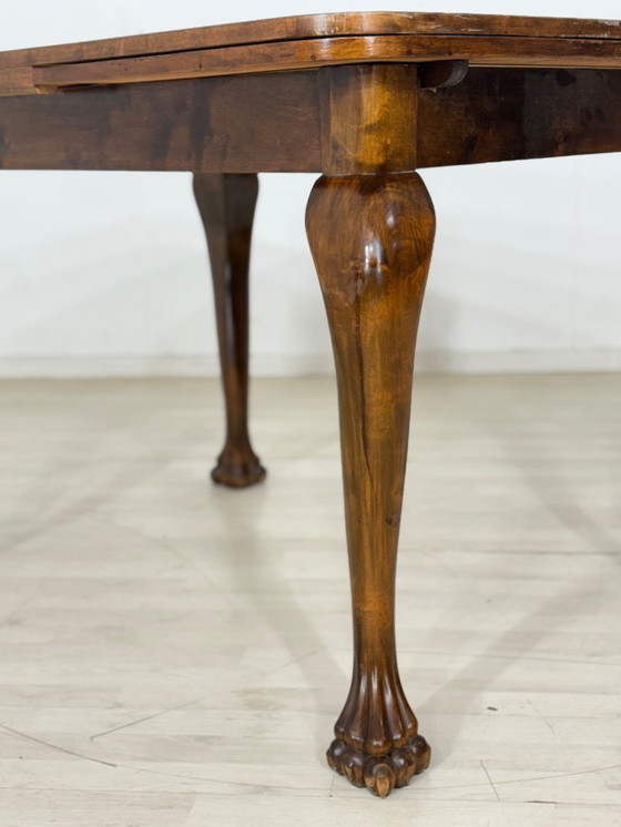 Image 1 of Magnificent Art Nouveau dining table, kitchen table, extendable table with eagle feet, circa 1920