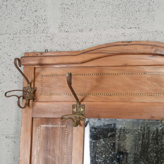 Early 20th Century Italian Hall Tree with Mirror – Consoles, Wood, Metal (photo 5 of 6)