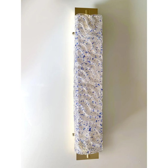 Image 1 of Apliques de pared de cristal de Murano dorado con detalle de “graniglia” azul – Juego de dos