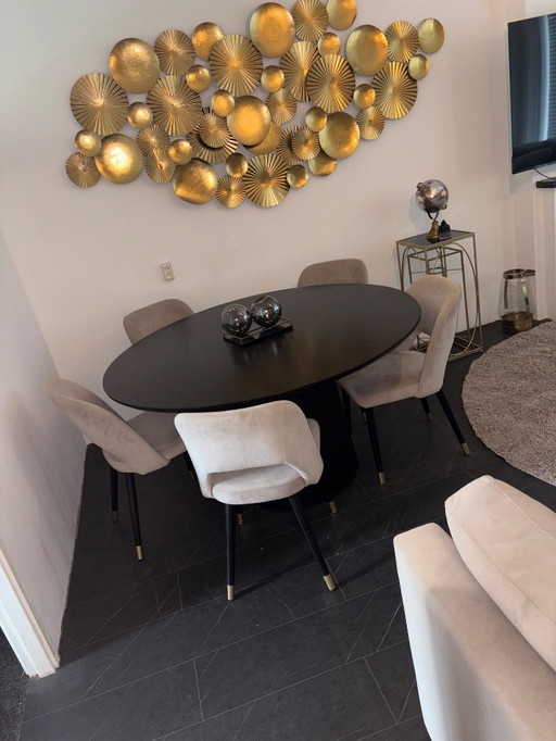 Rome black dining table 1.70 wide + 5 chairs