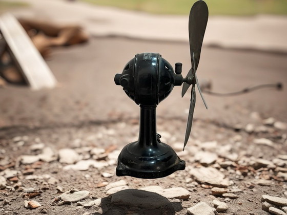 Image 1 of Vintage table fan by Ercole Marelli in black cast iron, 1940s