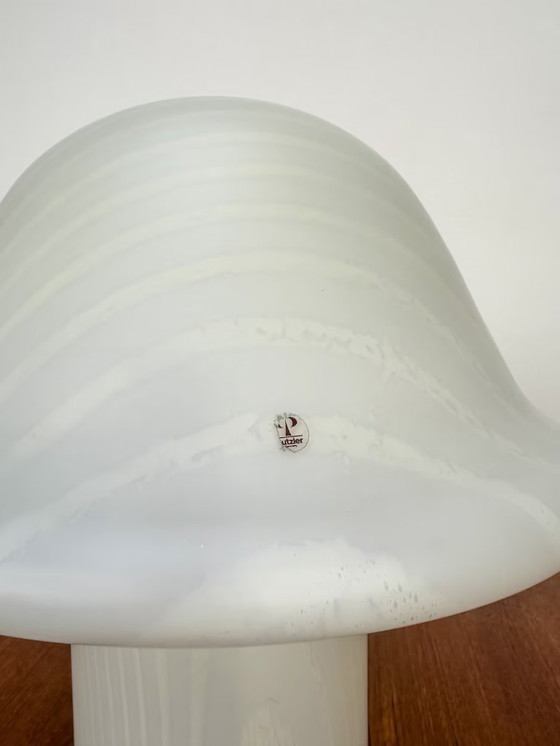 Image 1 of Lampada da tavolo vintage in vetro a fungo zebrato di Peill & Putzler anni '70