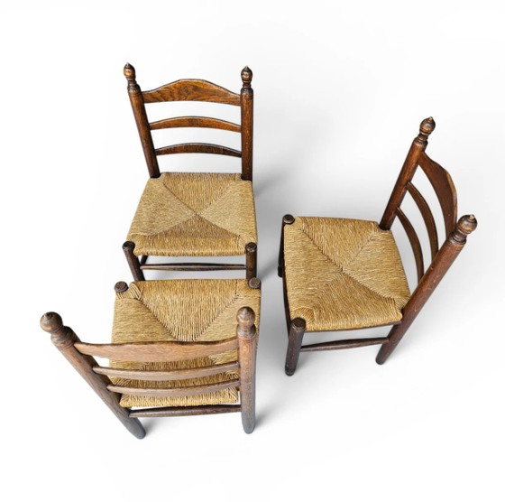 3 x Antique Provincial Ladderback Child's Chairs / Rush Seat / 1930s – Dining chairs (photo 9 of 18)