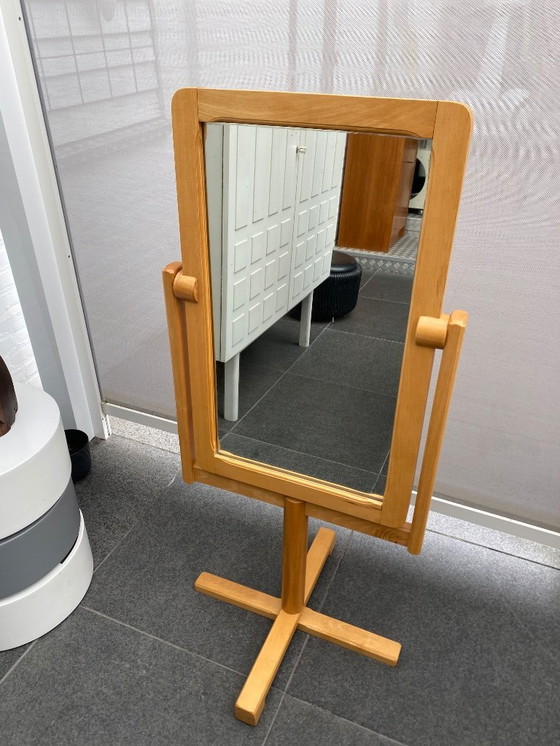 Image 1 of Vintage Scandinavian pinewood floor mirror