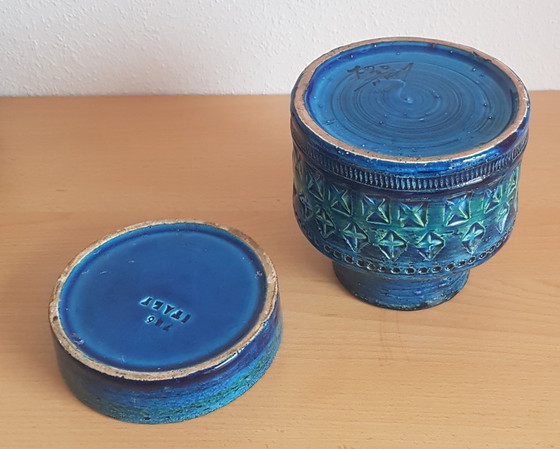 Image 1 of 2X Rimini Blaue Vase und Aschenbecher von Bitossi, 1960er