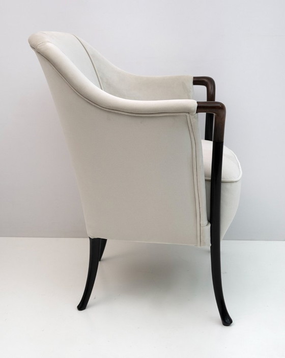 Image 1 of Paire de fauteuils italiens Giorgetti en velours "Progetti", années 1980