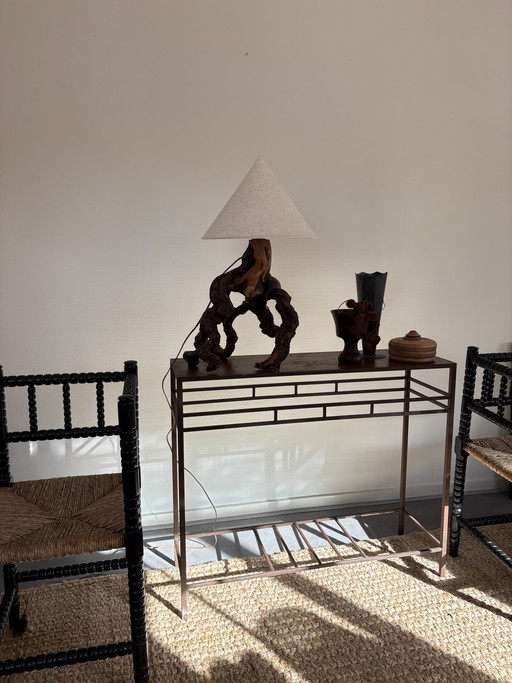 Vintage wrought iron console side table Castiron Japandi style L90cm