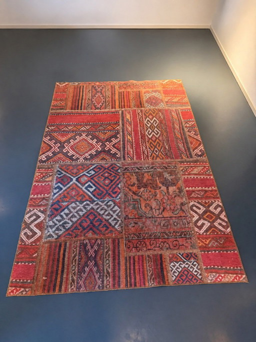 Patchwork-Teppich mit anatolischen Motiven – Wolle auf Baumwolle – 290 × 200 cm – vloerkleden en tapijten (photo 2 of 8)