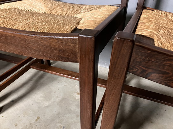 Image 1 of 6 Stühle Binsen Wenge Brutalist Mid Century