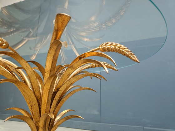 Image 1 of Vintage gilt metal sheaf of wheat coco chanel coffee table, 1960s