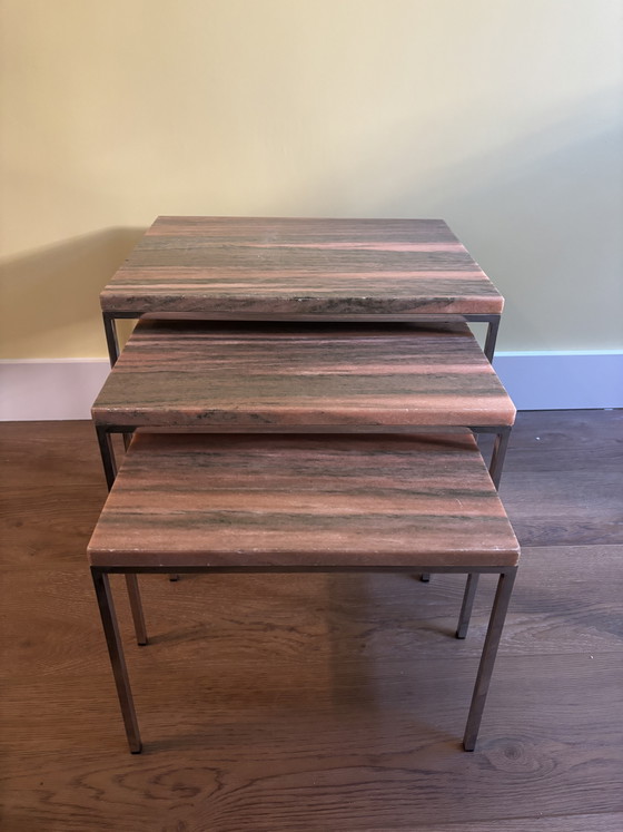 Vintage Set of 3 Marble Nesting Tables Pink Marble – Side tables (photo 5 of 5)