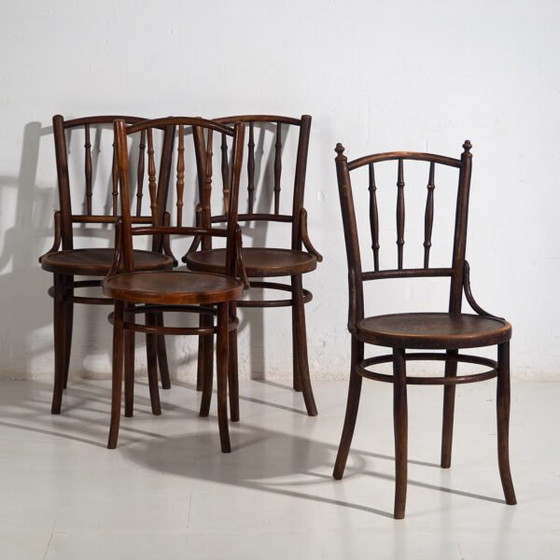 Antique Viennese style chairs (c.1920). Set of 4 pieces #4 – Dining chairs (photo 5 of 40)