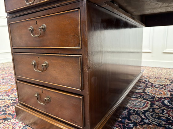 Grande Scrivania Partner Inglese Antica – Scrivanie, Leather, Wood (photo 12 of 22)