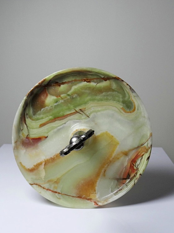 Image 1 of Rare display stand in green onyx and silver-plated metal, Italy, vintage 1935-1955