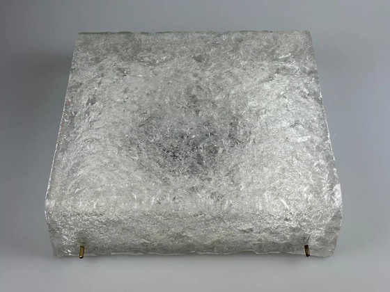 Image 1 of Lampada da soffitto in vetro ghiacciato anni '60-'70 da montare a filo di Kaiser Leuchten Germania