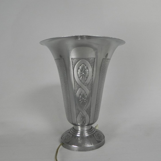 Image 1 of Art-Deco-Tischleuchte aus Aluminium, Stehleuchte, 1930er Jahre
