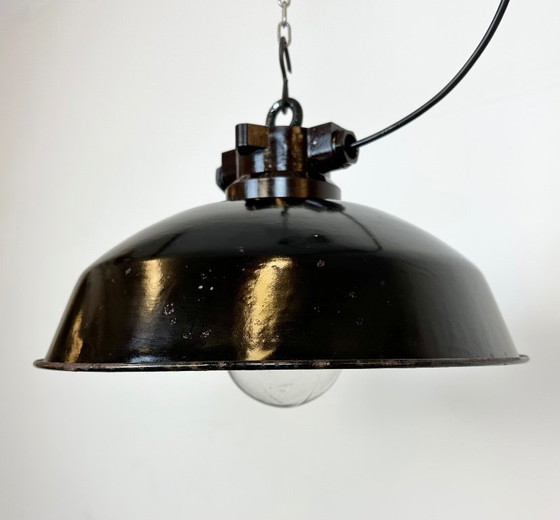 Image 1 of Industrial Black Enamel Factory Pendant Lamp, 1950s