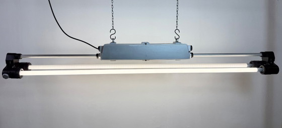 Image 1 of Industriële zilverkleurige buislamp van Elektrosvit, jaren 70.