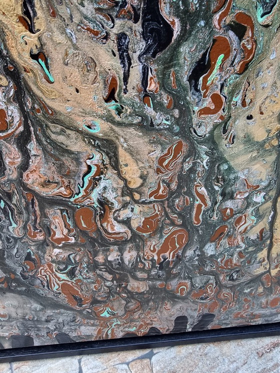 Image 1 of Frances Eckhardt - mysterieus abstract figuratief schilderij handgemaakt kunstwerkt 75x115 cm