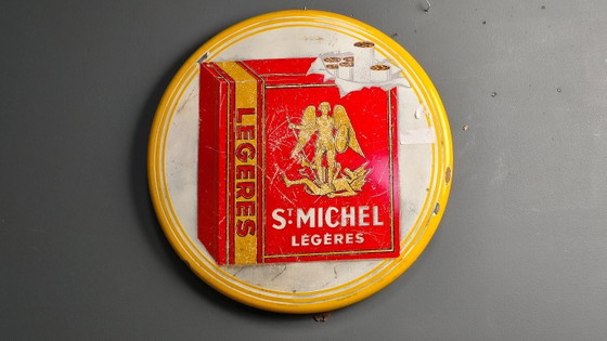 Image 1 of Enamel sign St Michel Cigarettes, 1953 