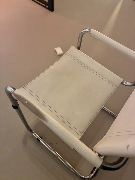 Image 1 of 4 sedie in stile Marcel Breuer - cuoio bianco