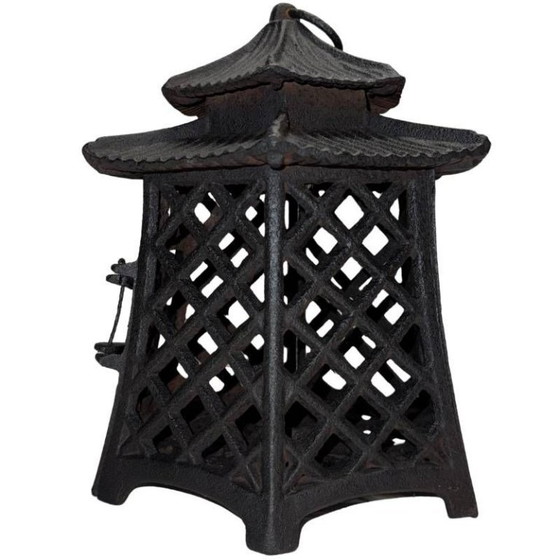 Image 1 of Antica lanterna giapponese a forma di pagoda – Ghisa pesante – 24 cm (3,8 kg)