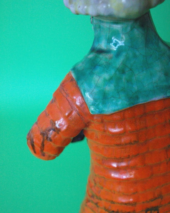 Image 1 of Figura Karlsruher Majolika de los años 30 'Elzacher Schuttig', diseño Anton Kling 