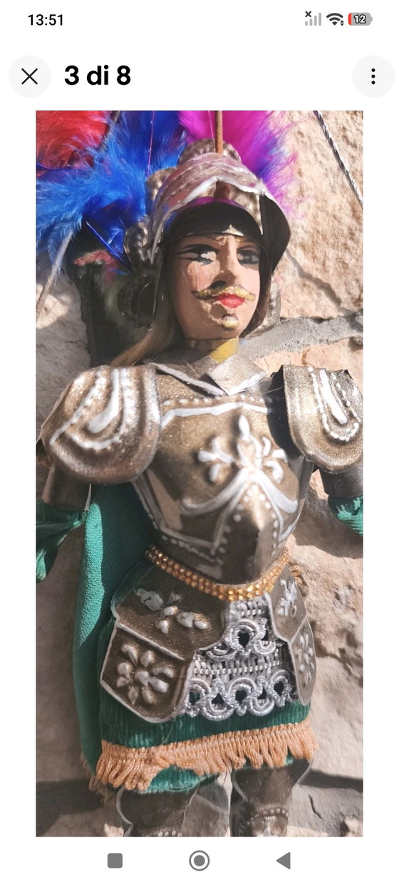 Rinaldo 28cm Vintage Sicilian Puppet Ceremonial Armor – Decorative Objects, Metal, Textile (photo 3 of 7)
