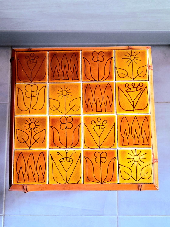 Image 1 of Tavolino in bambù e ceramica di Pierre Louis Brechat