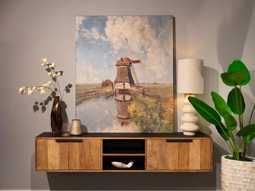 Windmolen op een waterweg - 125x150cm