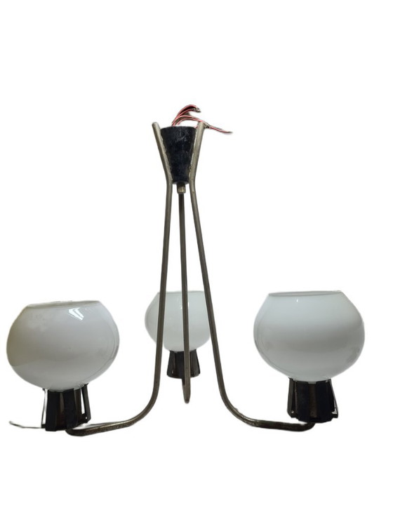 Kroonluchter in postmoderne stijl, Polen, jaren 1960 – Polam, Glass, Metal (photo 7 of 8)
