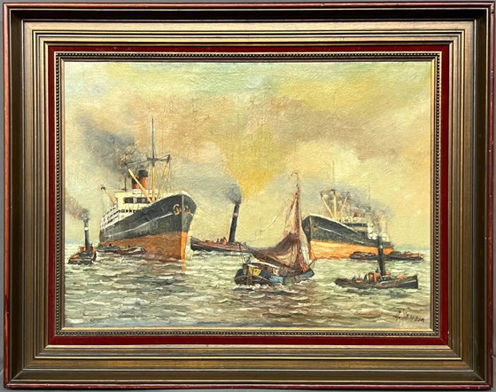 Alfred Jansen ( ). "Paesaggio marino". – Dipinti e disegni, Canvas (photo 2 of 8)