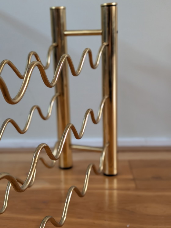Vintage messing design flessenhouder / wijnrek uit Frankrijk, ca. 1970. – Copper (photo 5 of 5)