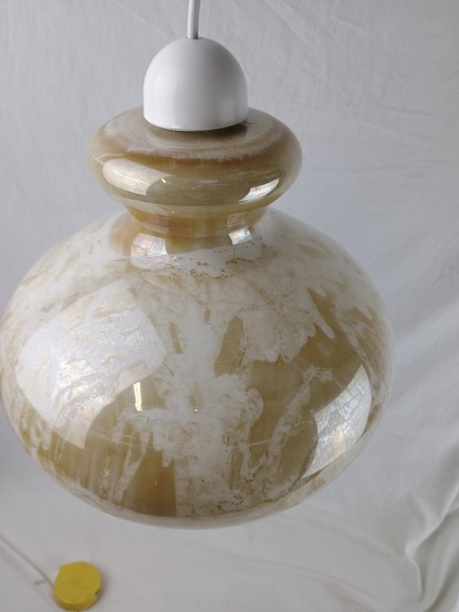 Lampada a sospensione vintage in vetro di Murano di Carlo Nason per Mazzega, 1950-1960