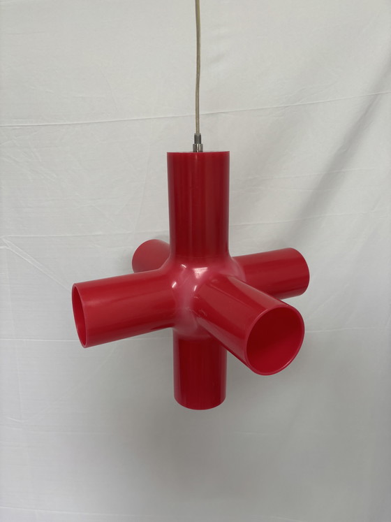 Image 1 of Vintage red Crosslight pendant lamp, design 1990