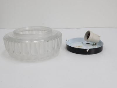 Vintage ceiling light / glass metal / round / cloud glass (photo 5 of 5)
