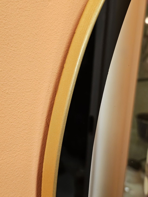 Oval Vintage Mirror Black Edge Brass Trim Wall Mirror – Glass (photo 5 of 6)