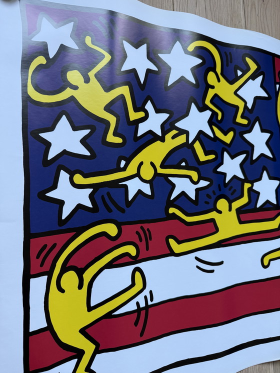 Image 1 of American flag Keith haring street art 80s design 