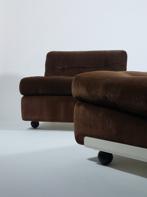 Image 1 of Set van twee Amanta Cord fauteuils en sofa's van glasvezel, ontworpen door Mario Bellini C&B Italy.