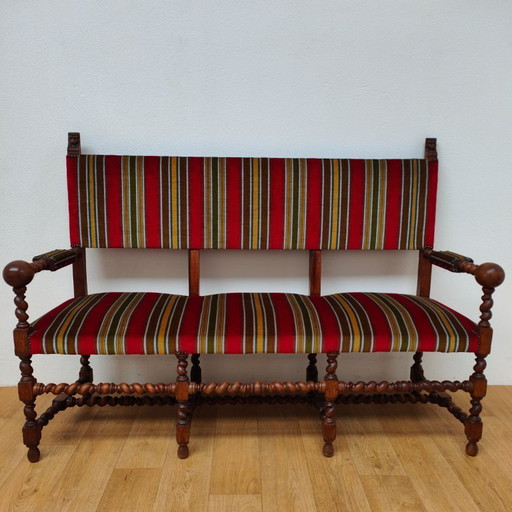 Antike französische Eichenbank, Flurbank, Essbank, Esstischbank