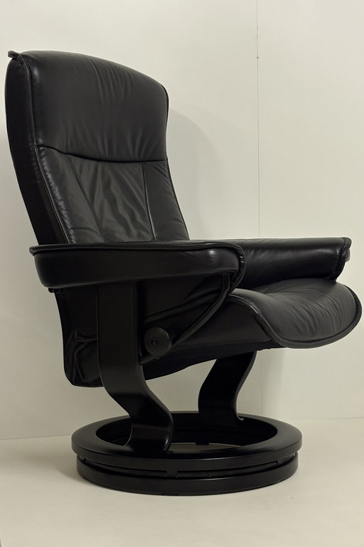 Skandinavisches Design Stressless Ekornes Lounge Sessel Schwarz Leder