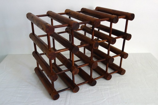 Vintage Nissen Langaa teak bottle rack, mid-20th century