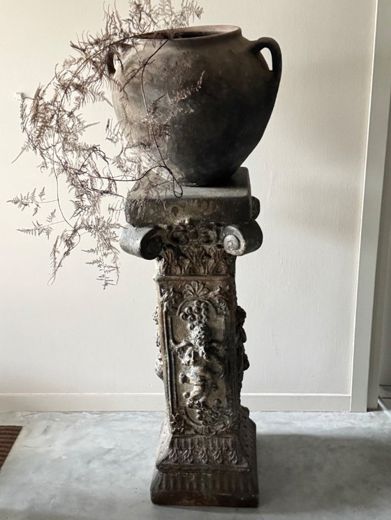 Image 1 of Unieke Franse Piédestalle - Zuil schitterende Patina 